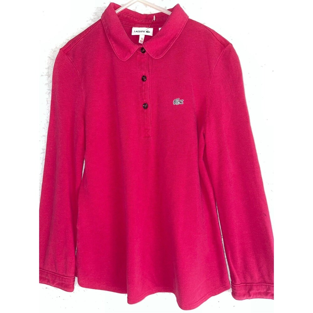 Lacoste Polo Long Sleeve Shirt Girls T-Shirt Pink Size 12